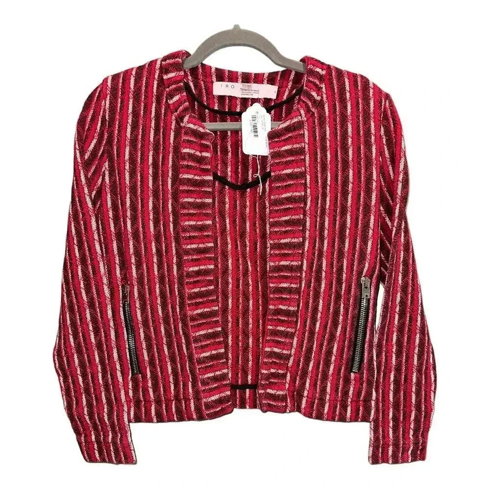 IRO Red,‎ White & Black Inland Tweed Striped Jacket